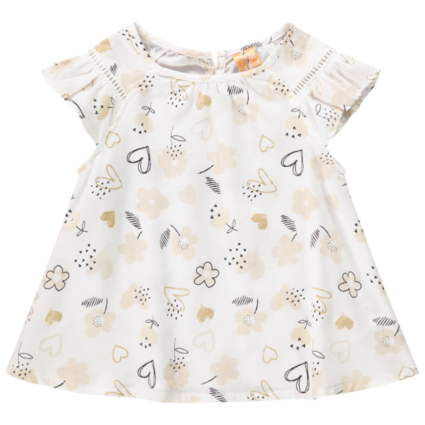 Top met Korte Mouwen en Ruches van Satijn voor Babymeisje 