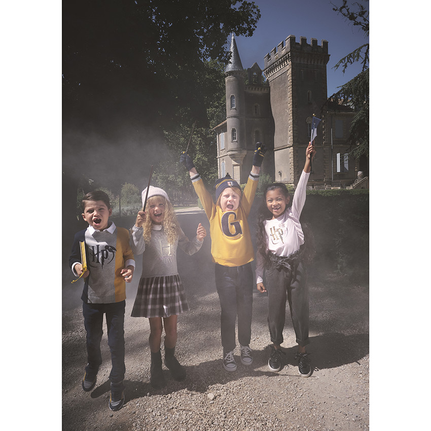 Handschoenen in contrasterend gestreept tricot, voor jongens. 