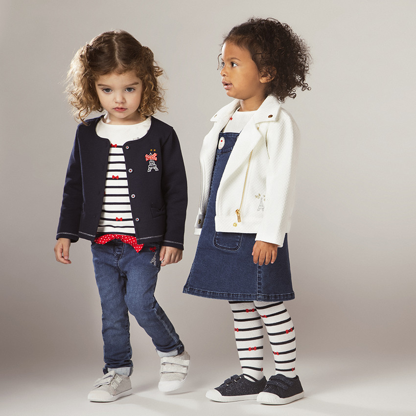 Marinière à manches longues volantées pour bébé fille 