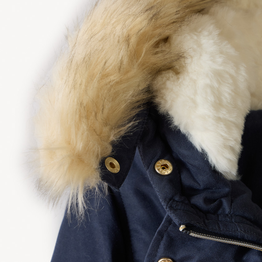 Parka déperlante à capuche effet fourrure pour fille 