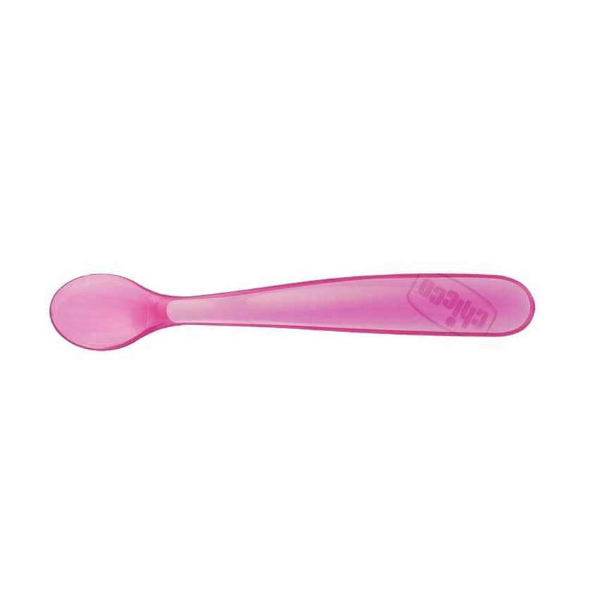 Lot de 2 cuillères souples avec bout en silicone 6 mois + - Rose 