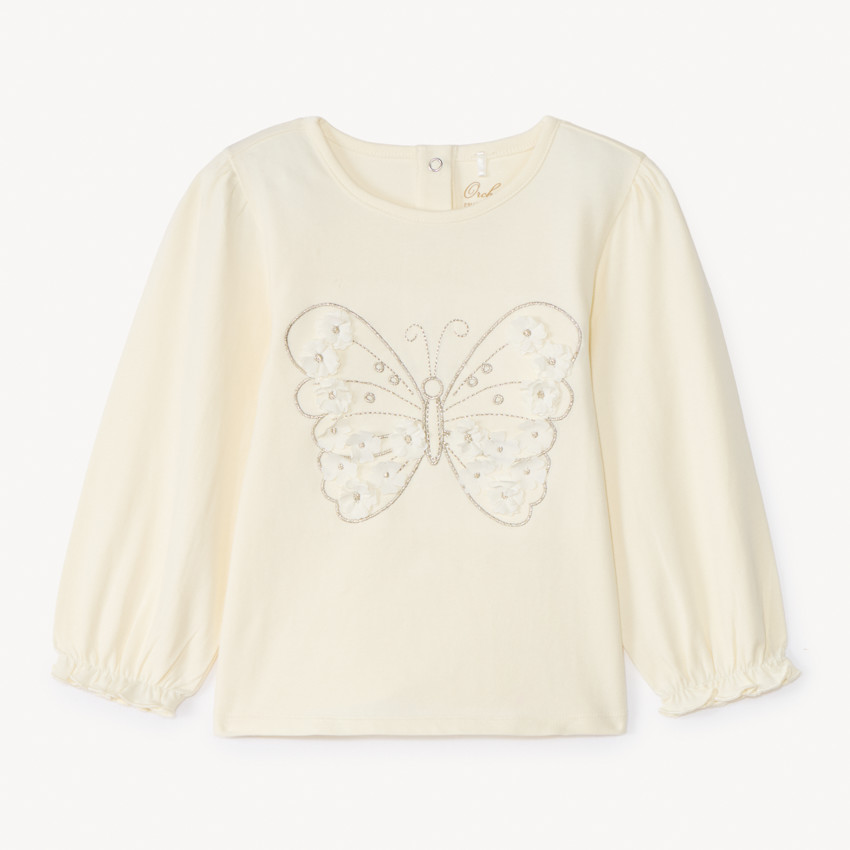 T-shirt met lange mouwen met vlinderprint voor meisjes van baby. 