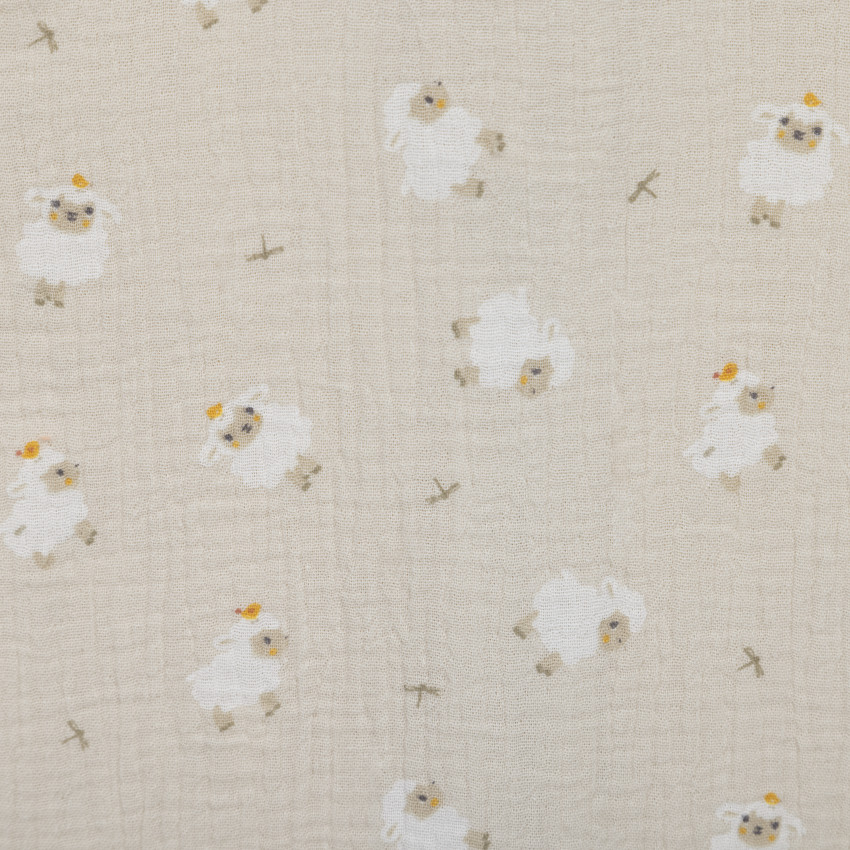 Gigoteuse TOG 0.5 van gaas met schapenprint 18-36M La Vie à la Ferme beige 