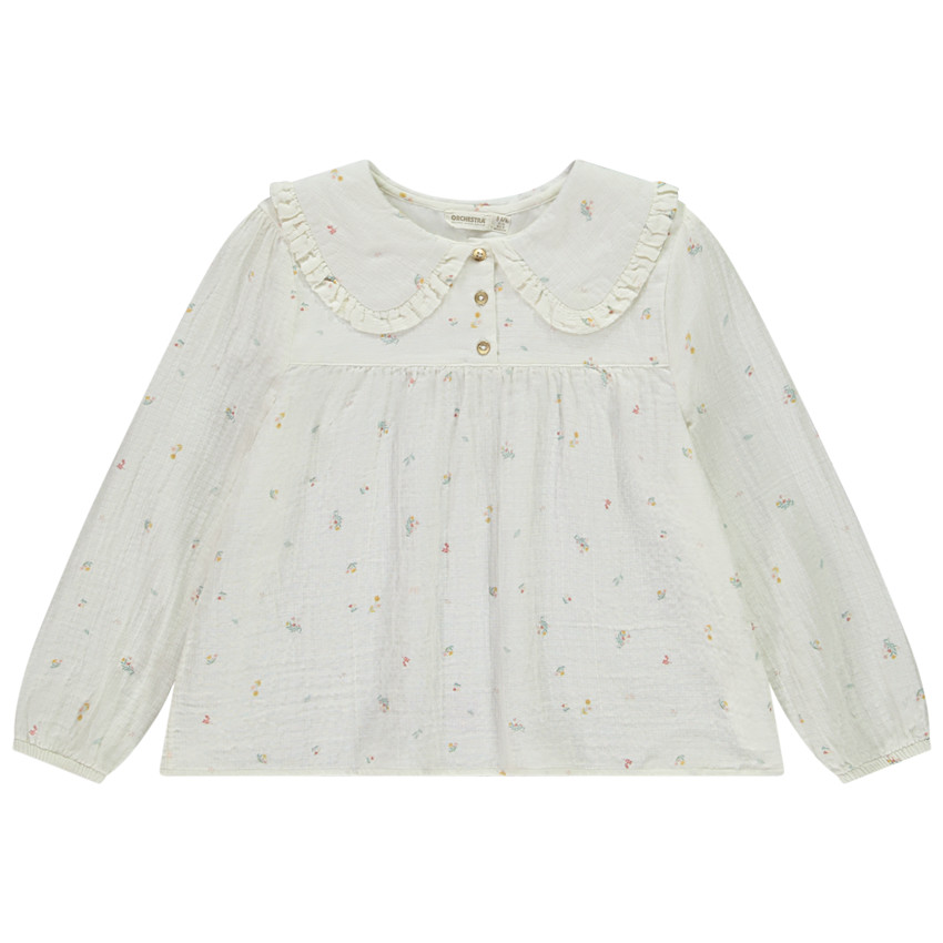 Tunique manches longues imprimé fleurs pour fille 