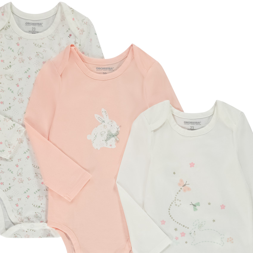 Lot de 5 bodies manches longues en jersey pour bébé fille 