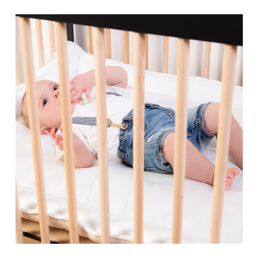 Park 97 in hout + wielen - Zwart/Natuur kleur 