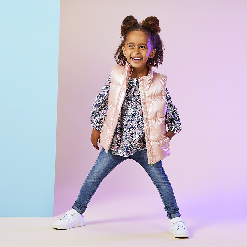 Mouwloze donsjas met iriserend effect voor meisjes 