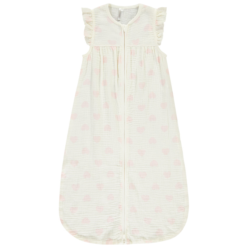 Slaapzak met volantjes TOG 0.5 met hartjesprint voor meisje 