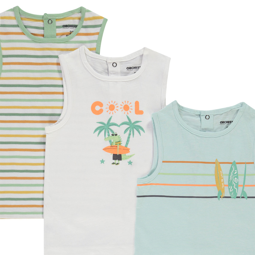 Lot de 5 débardeurs en jersey print surf pour bébé garçon 