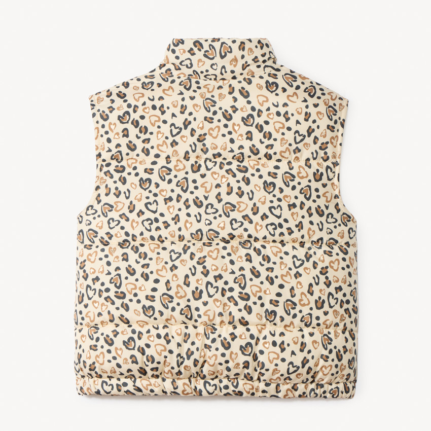 Doudoune sans manches imprimée style léopard pour fille 