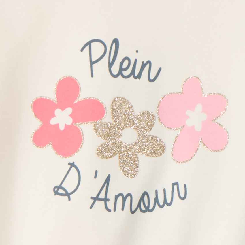 Sweatshirt in fleece met colourblock en sherpa mouwen voor babymeisje 
