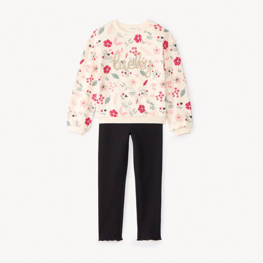 Jogging set met gebloemde sweater voor meisjes 