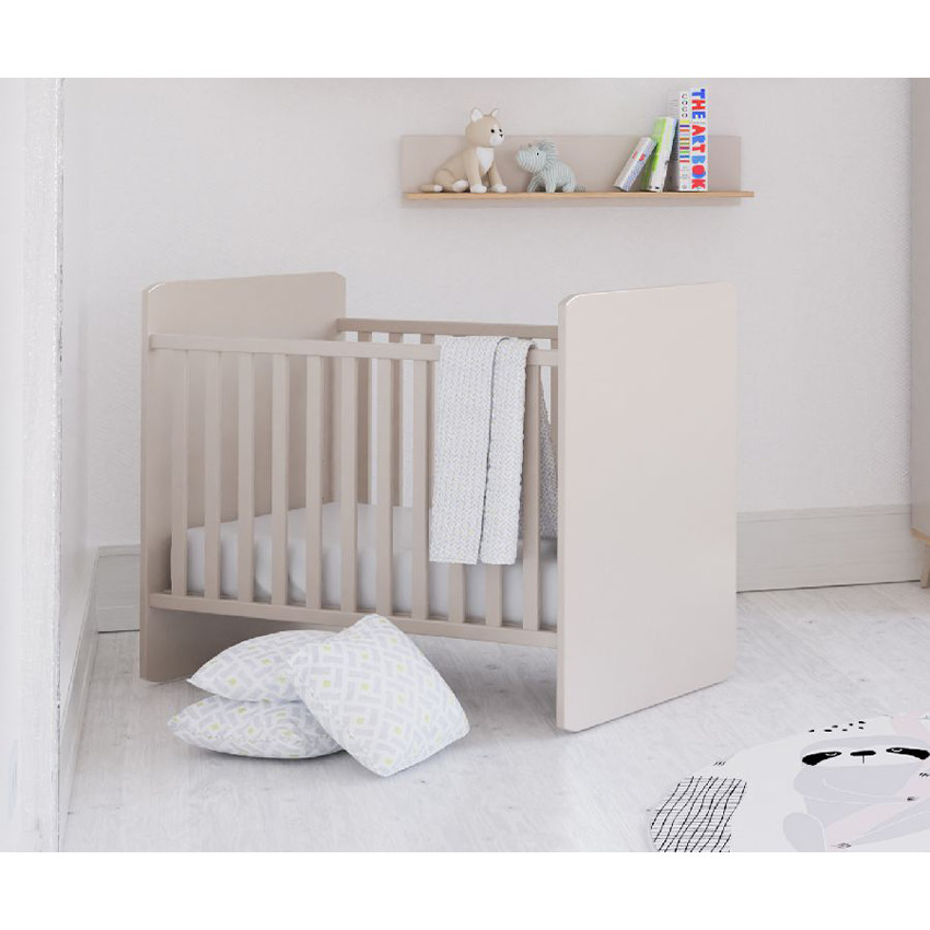 Lit bébé Hazel 60x120cm transformable 90x200cm Cashmere Beige / Chêne montana  