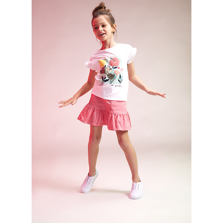T-shirt manches courtes volantées avec print fantaisie pour fille 