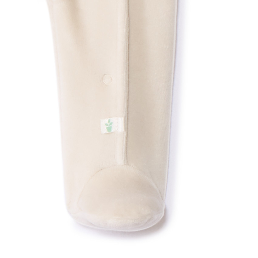 Dors-bien en velours uni brodé feuilles pour bébé 