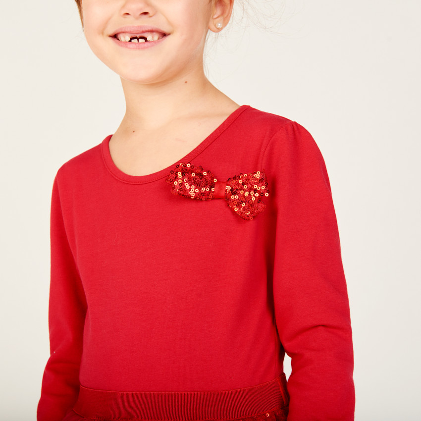 Feestjurk met lange mouwen en 2-in-1 effect met pailletten voor meisjes 