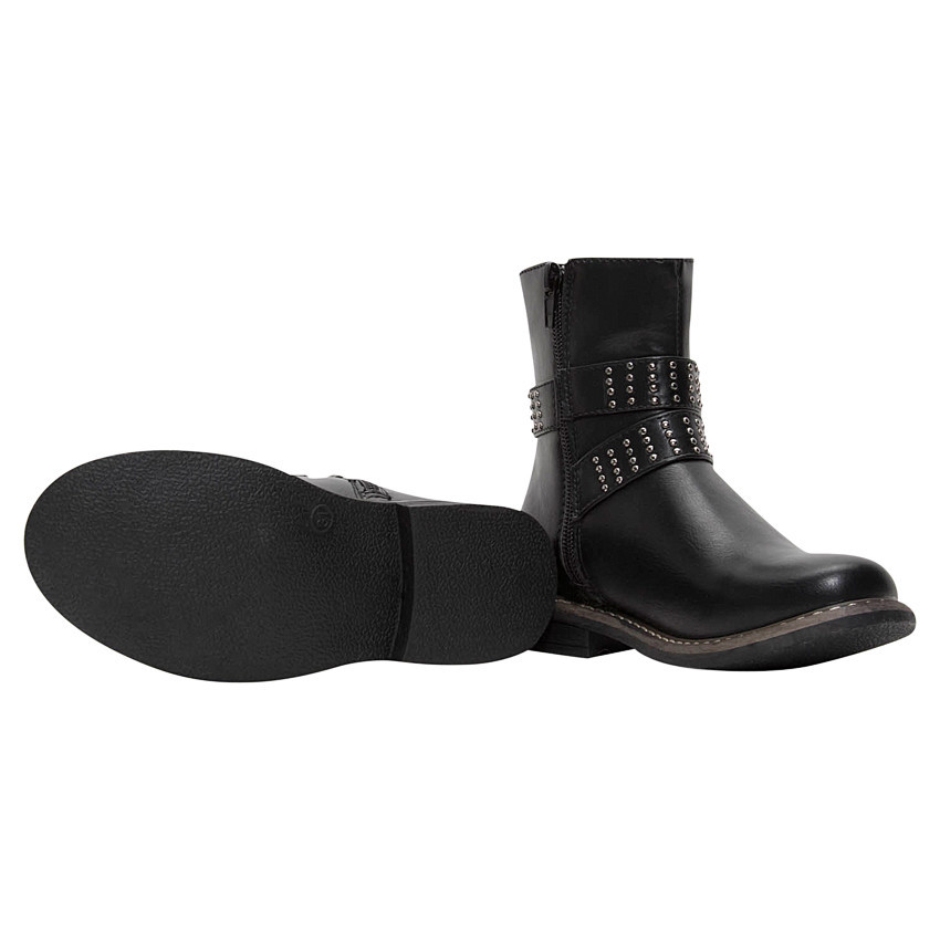 1/2 bottes effet cuir à lanières et clous fantaisie 