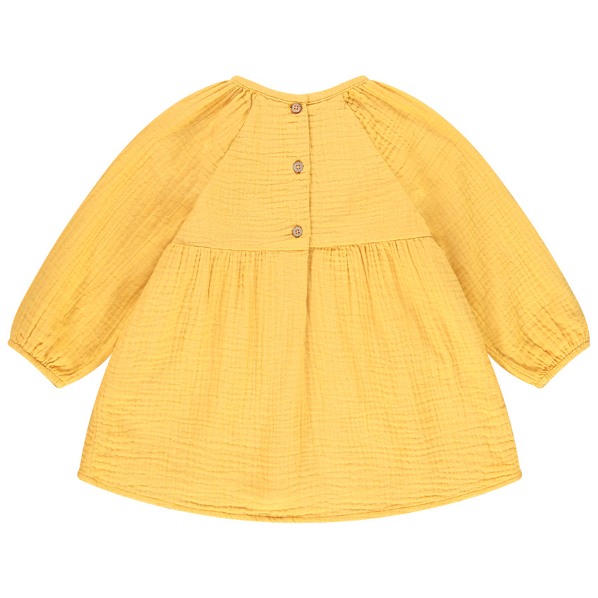 Gele tuniek in katoengaas voor baby meisjes. 