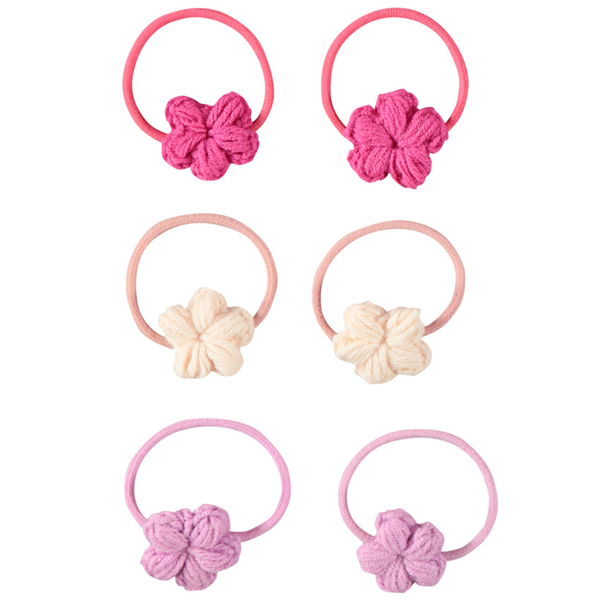 Set van 6 haarelastiekjes met bloemen voor meisjes 