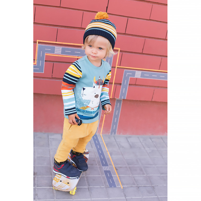 Pantalon en jersey slub doublé jersey imprimé vikings all-over 