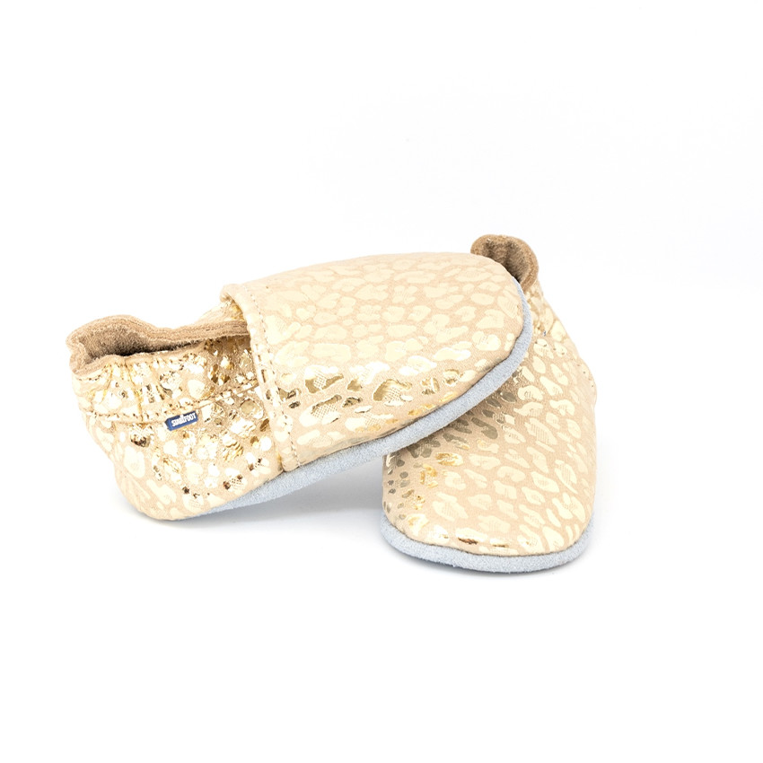 Chaussons souples 3-6M en cuir Babysoft doré 