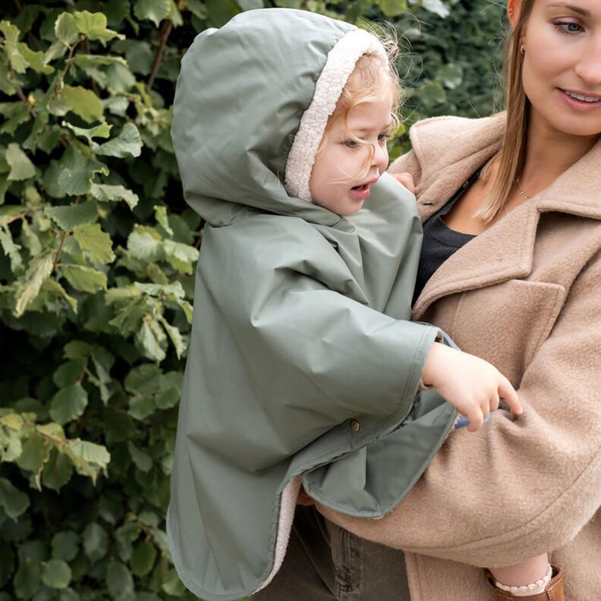 Reis poncho - Waterproof + teddy -Groen - 9/36 m 