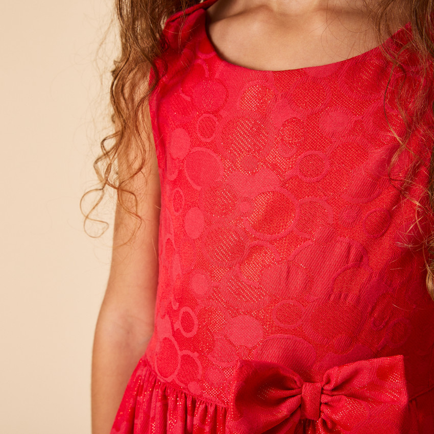 Mouwloze feestjurk met iriserende jacquardmotieven voor meisjes 
