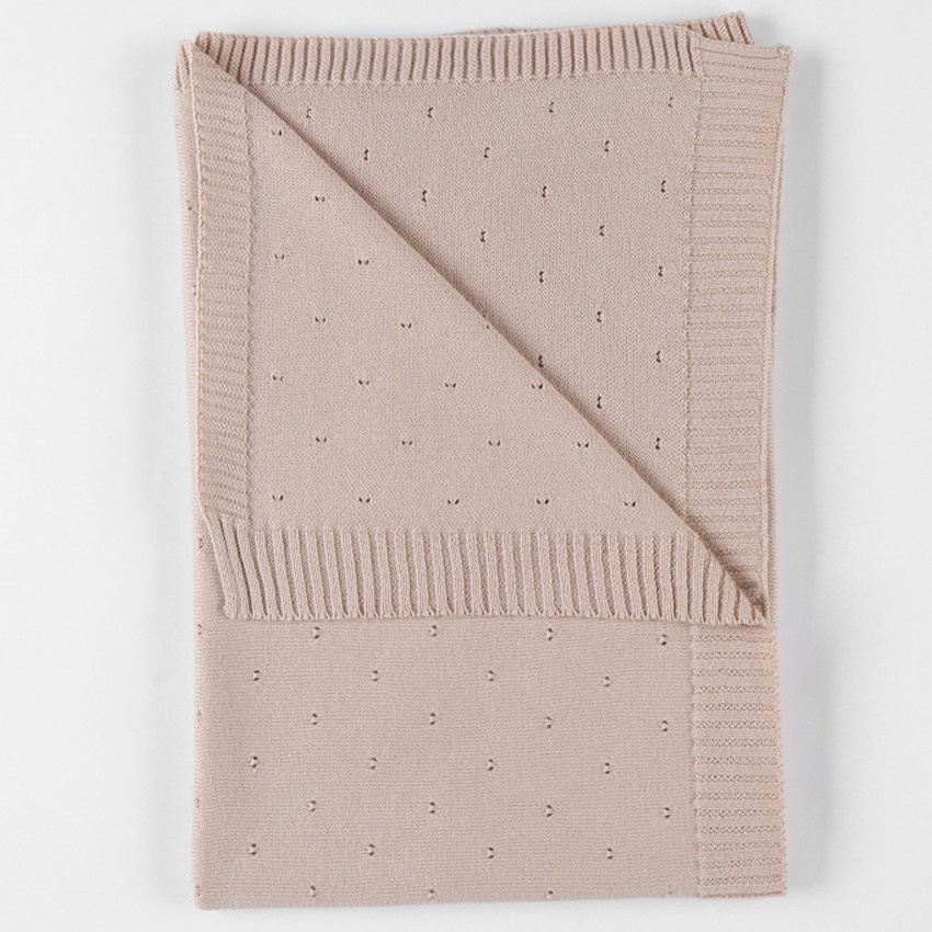 Couverture tricot bio 75x100 Powder Pink MM24 