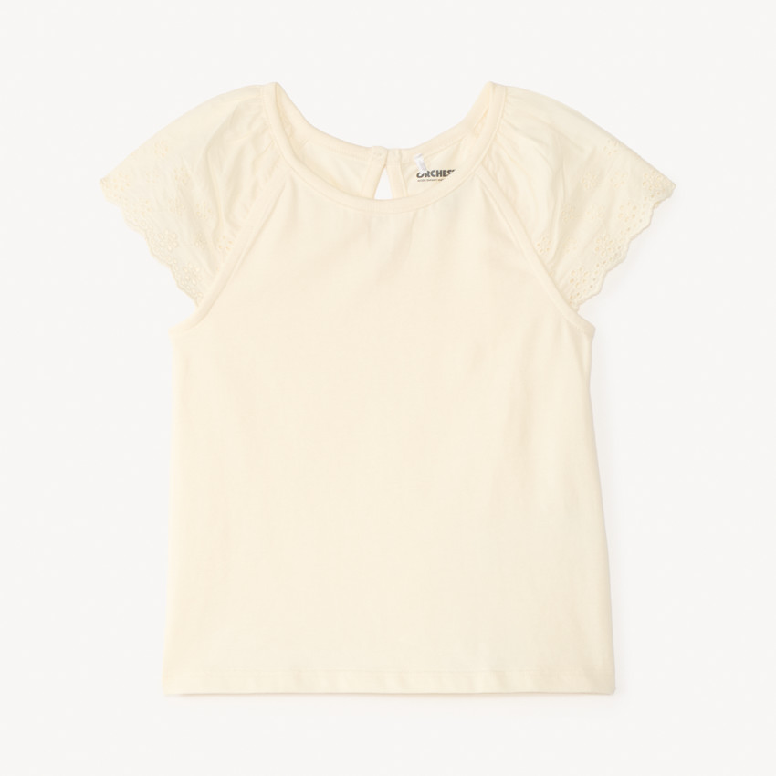 T-shirt manches courtes en popeline uni pour bébé fille 
