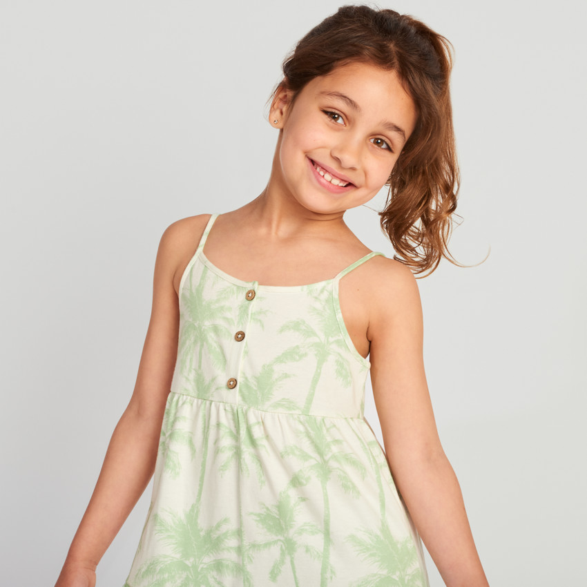 Mouwloze jurk met palmprint voor meisjes 