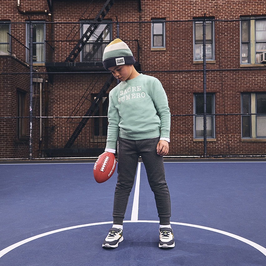 Bonnet en tricot côtelé effet color block pour garçon 