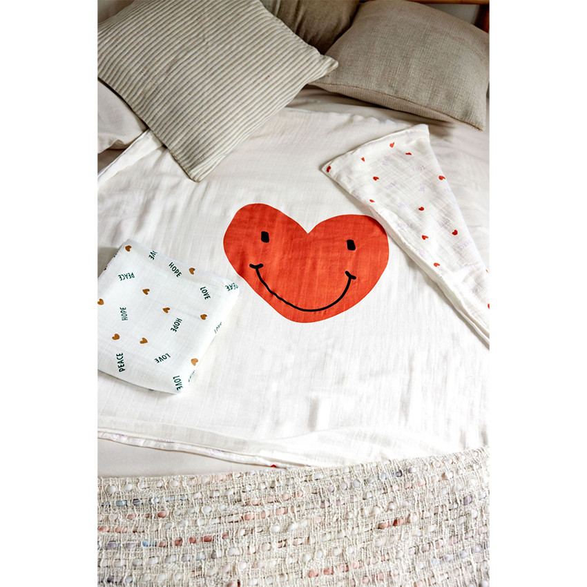 Couverture divinement douce 100x100cm Happy Rascals Coeur  