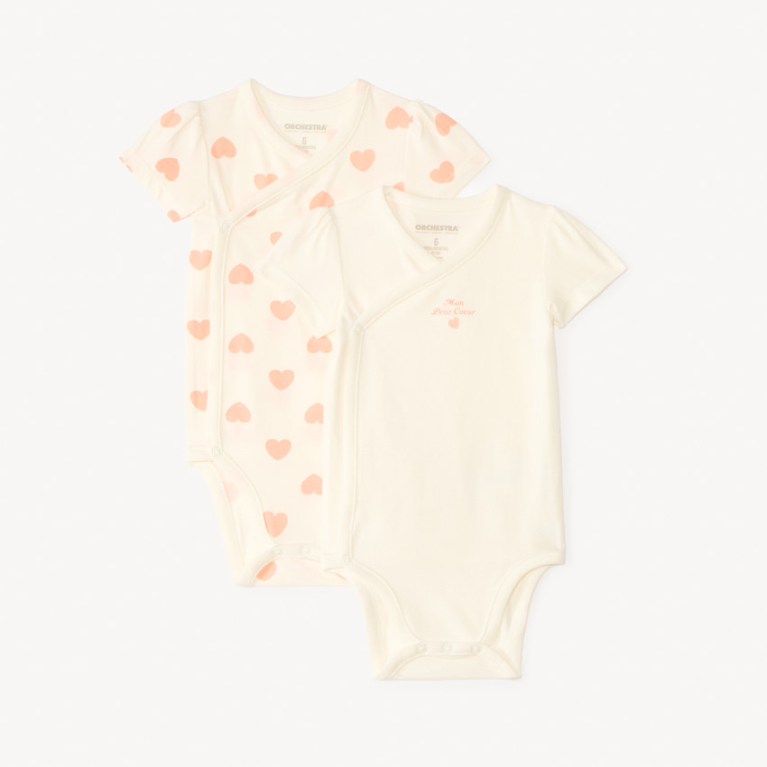 Set van 2 korte mouwen rompertjes met hartjesmotief voor babymeisjes 