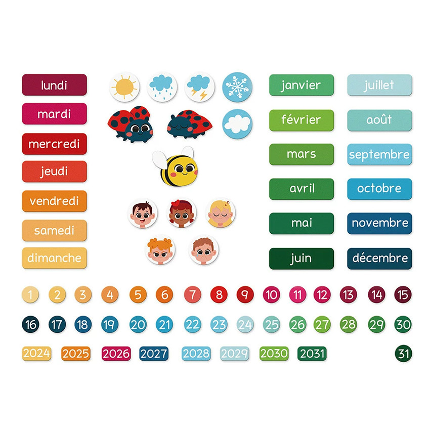 Calendrier magnétique FR + 71 magnets 
