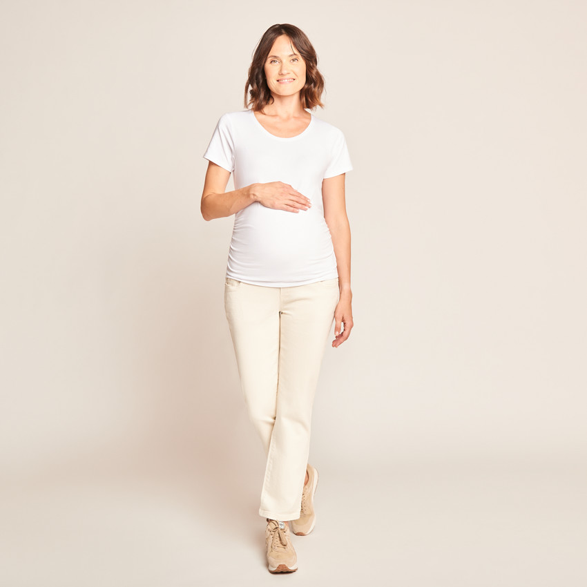 Jean straight de grossesse avec bandeau haut 