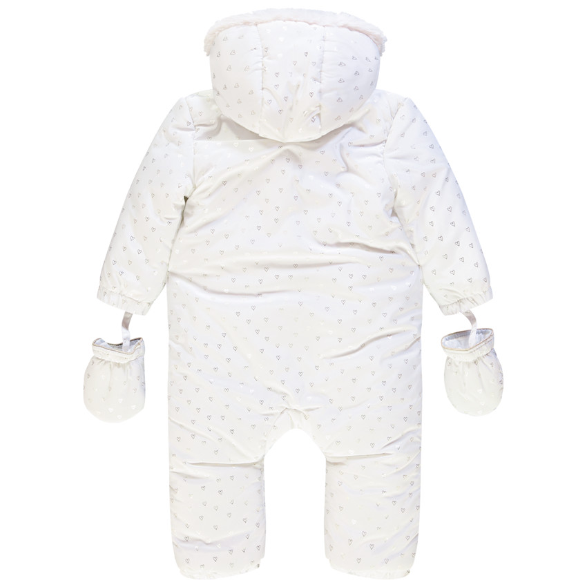 Combi-pilote à coeurs en foil argenté doublée sherpa pour bébé fille 