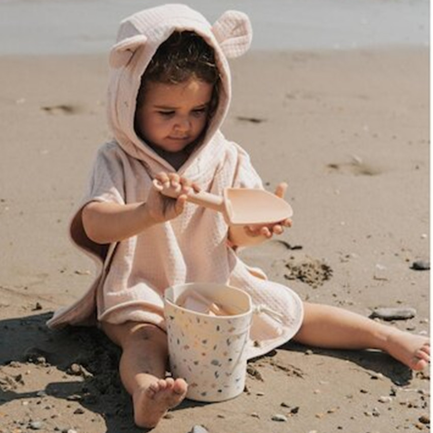 Poncho de bain éponge gaufré -  Vintage Pink - 0/2 ans 