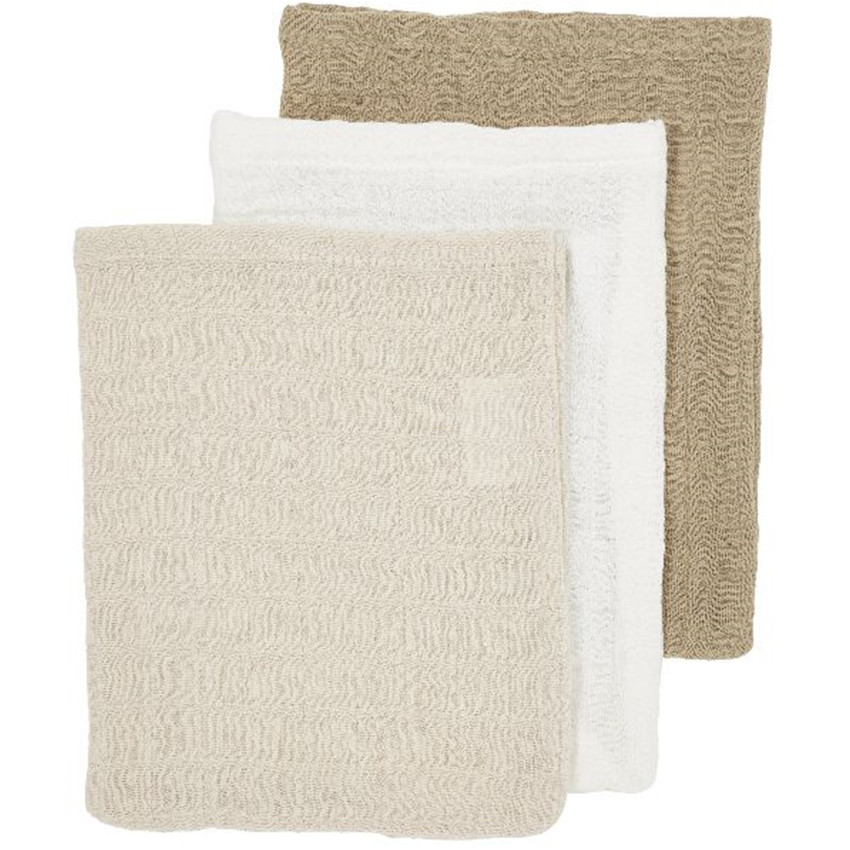 Lot de 3 langes en mousseline - Offwhite/Soft Sand/Taupe - 20x17 cm - 70x70 cm 
