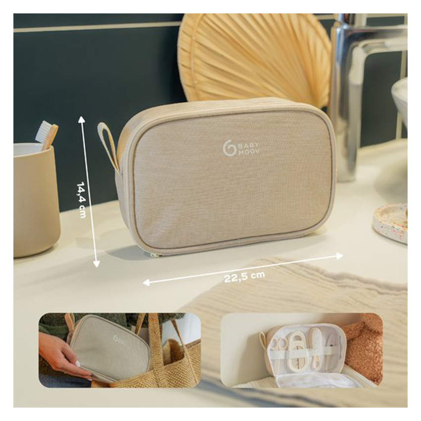 Trousse de toilette bébé avec 9 accessoires sand 