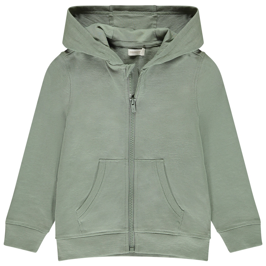 Gilet en molleton uni avec capuche garçon 