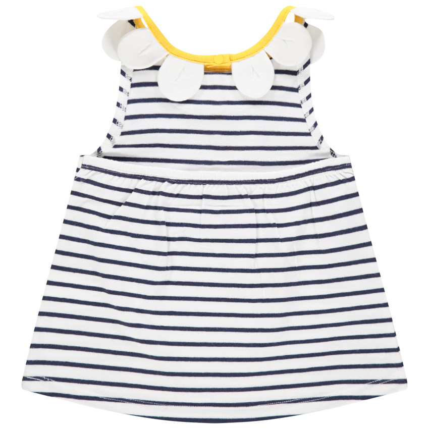 Débardeur à rayures et col forme fleur en relief 