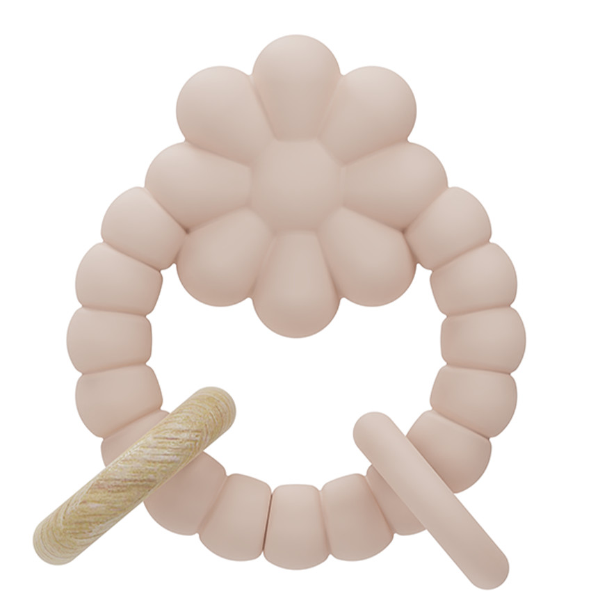 Anneau de dentition silicone Fleur Rose 