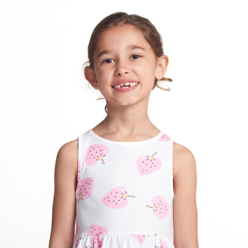 Robe sans manches imprimé fraises pour fille 