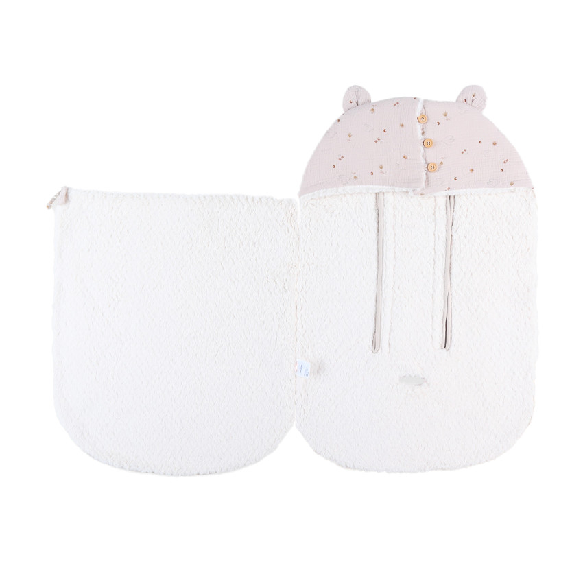 Ni d'ange en mousseline imprimé colombe du bonheur Bali, Moka & Snow 