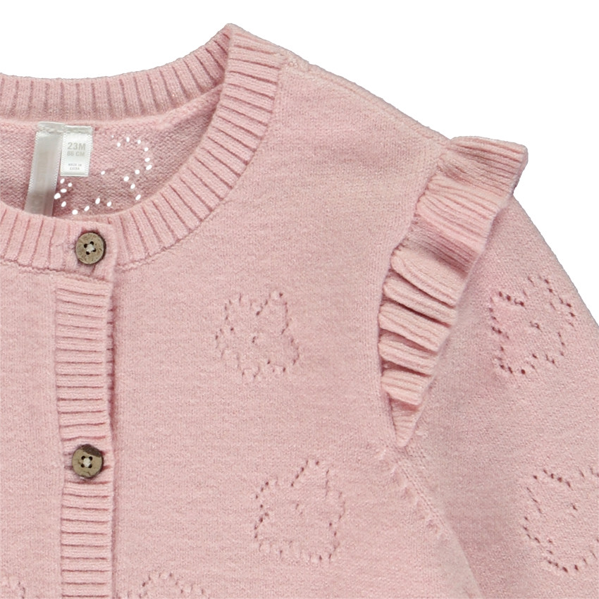Gilet en tricot pointelle fleuri pour bébé fille 