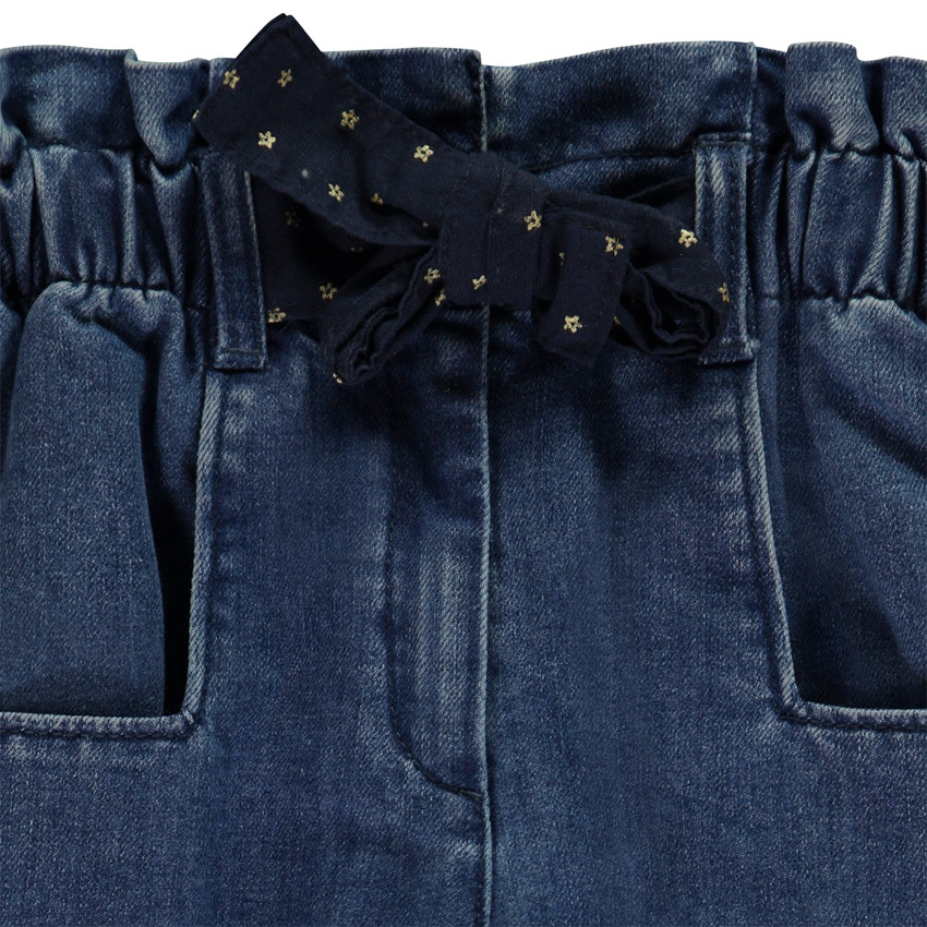 Jeans paperbag in denim met fantasie riem voor meisjes 