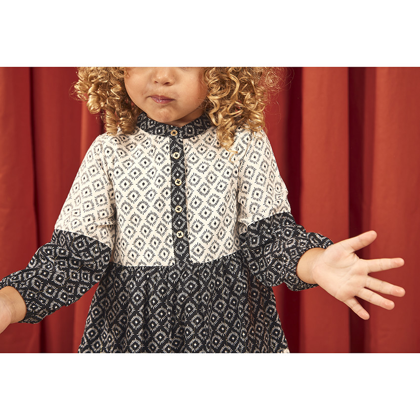 Lange mouwen jurk met ikat print voor baby meisjes 