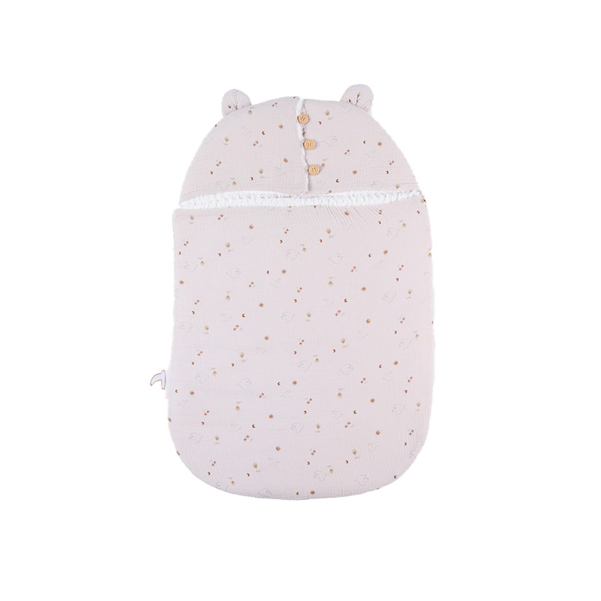 Ni d'ange en mousseline imprimé colombe du bonheur Bali, Moka & Snow 