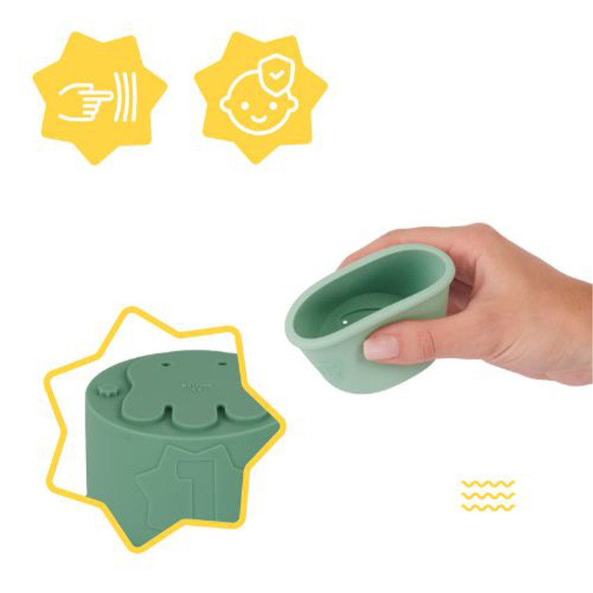 Jouet de bain set de 7 tasses silicone empilables  