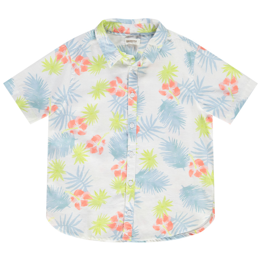 Chemise met korte mouwen met exotische print voor jongen 